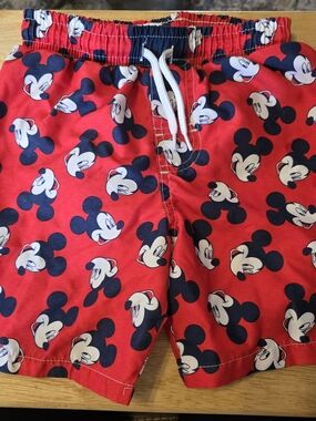 Disney Mickey Mouse Print Swim Trunks - 4T - GUC